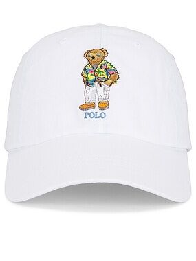 Polo by Ralph Lauren White Baseball Cap with Polo Bear Embroidery Hawaii Shirt